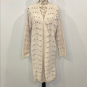 Moon & Madison soft crochet chenille open front long cardigan sweater M